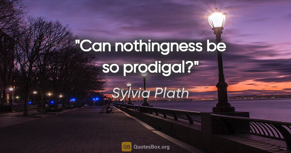 Sylvia Plath quote: "Can nothingness be so prodigal?"