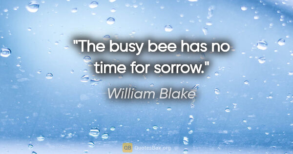 William Blake quote: "The busy bee has no time for sorrow."