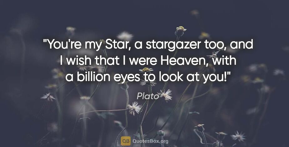 Plato quote: "You're my Star, a stargazer too, and I wish that I were..."