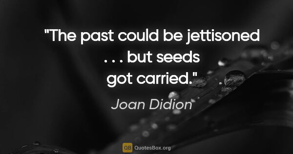Joan Didion quote: "The past could be jettisoned . . . but seeds got carried."