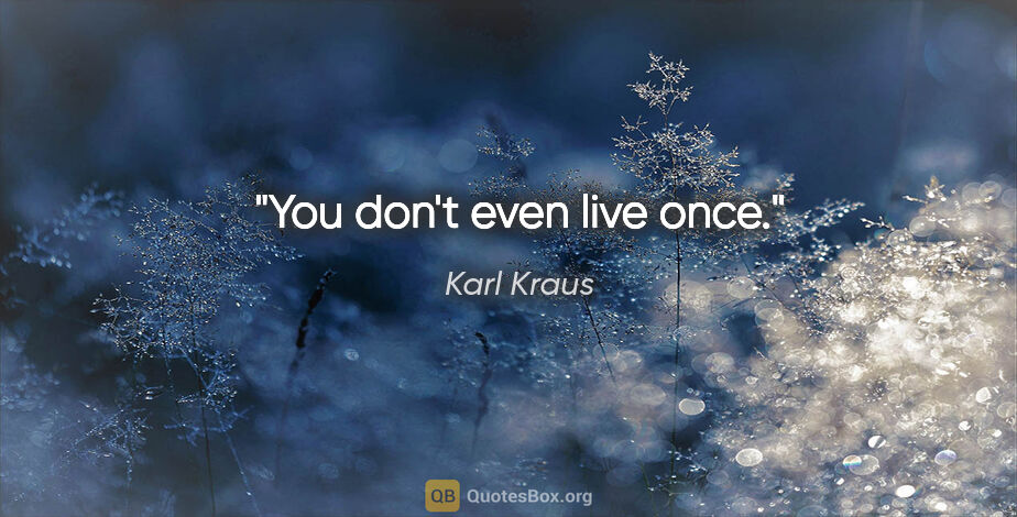 Karl Kraus quote: "You don't even live once."