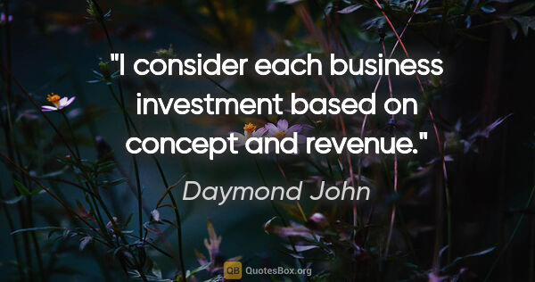 Daymond John quote: "I consider each business investment based on concept and revenue."