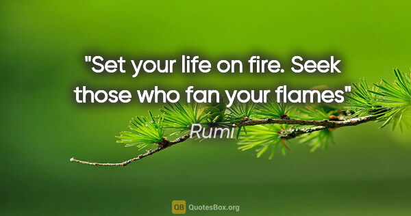 Rumi quote: "Set your life on fire. Seek those who fan your flames"