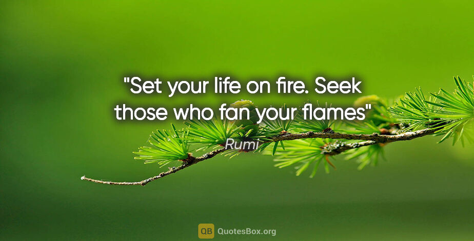 Rumi quote: "Set your life on fire. Seek those who fan your flames"