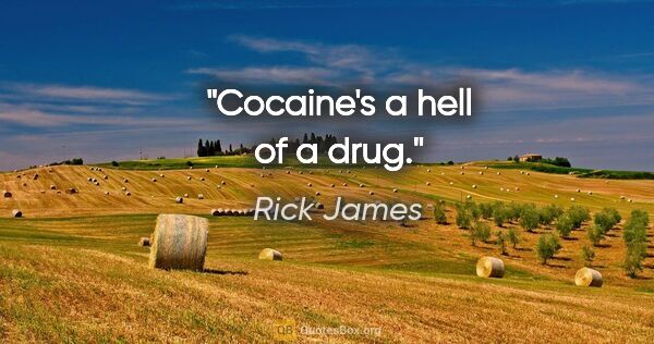 Rick James quote: "Cocaine's a hell of a drug."