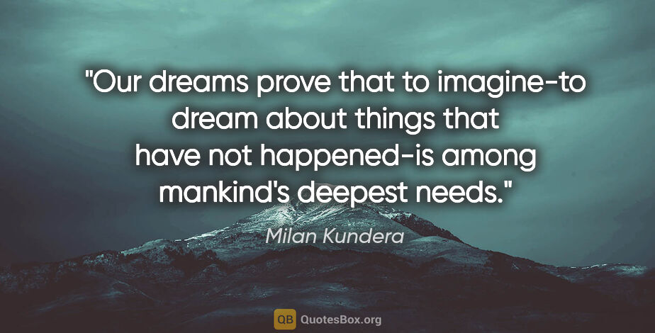 Milan Kundera quote: "Our dreams prove that to imagine-to dream about things that..."