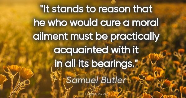 Samuel Butler quote: "It stands to reason that he who would cure a moral ailment..."