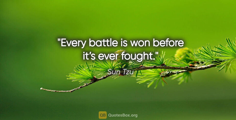 Sun Tzu quote: "Every battle is won before it’s ever fought."