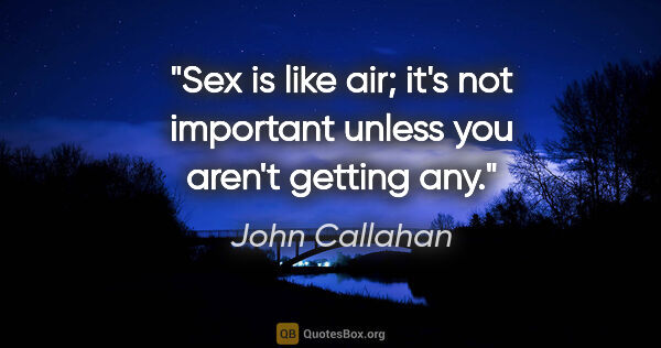 John Callahan quote: "Sex is like air; it's not important unless you aren't getting..."
