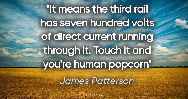 James Patterson quote: "It means the third rail has seven hundred volts of direct..."