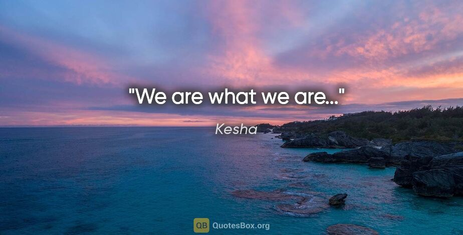 Kesha quote: "We are what we are..."