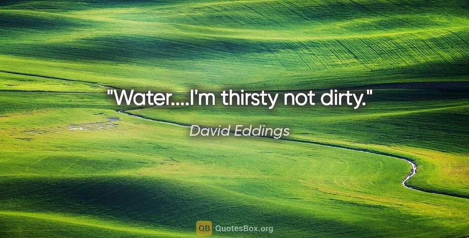 David Eddings quote: "Water....I'm thirsty not dirty."