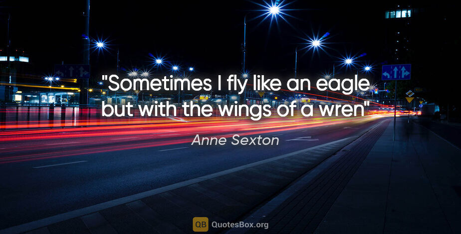Anne Sexton quote: "Sometimes I fly like an eagle but with the wings of a wren"