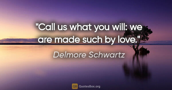 Delmore Schwartz quote: "Call us what you will: we are made such by love."