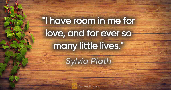 Sylvia Plath quote: "I have room in me for love, and for ever so many little lives."