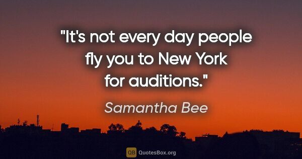 Samantha Bee quote: "It's not every day people fly you to New York for auditions."