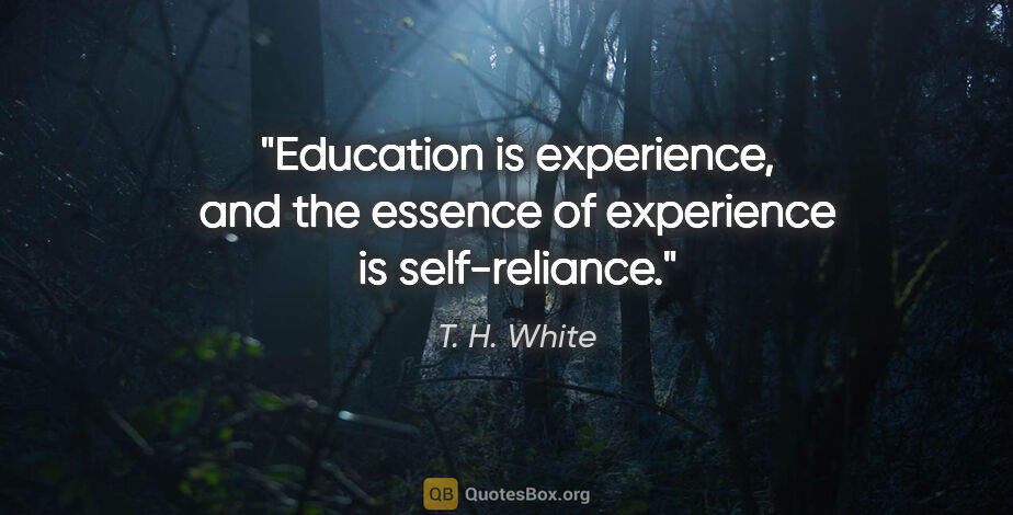 T. H. White quote: "Education is experience, and the essence of experience is..."