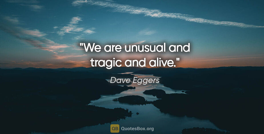 Dave Eggers quote: "We are unusual and tragic and alive."