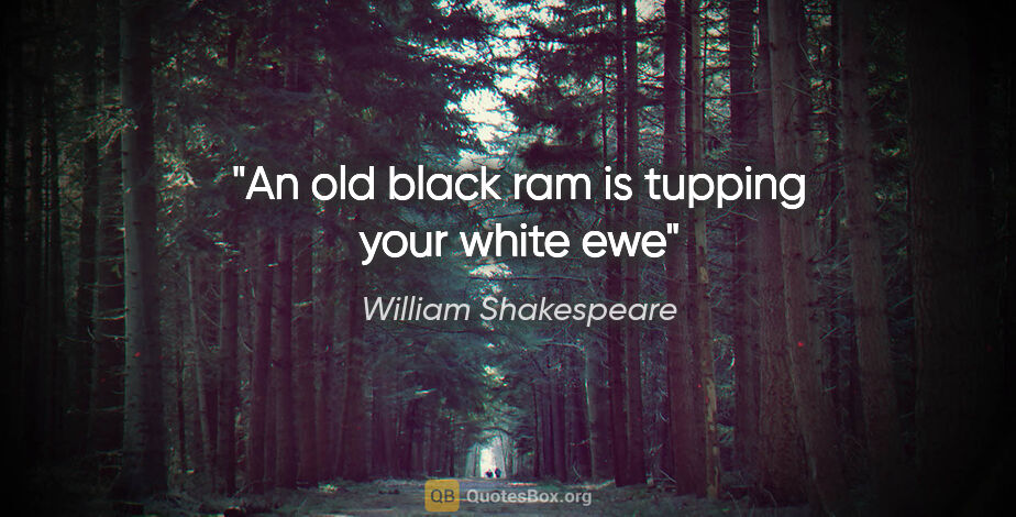 William Shakespeare quote: "An old black ram is tupping your white ewe"