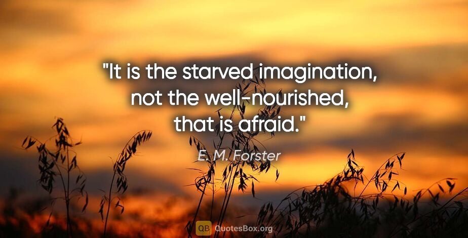 E. M. Forster quote: "It is the starved imagination, not the well-nourished, that is..."