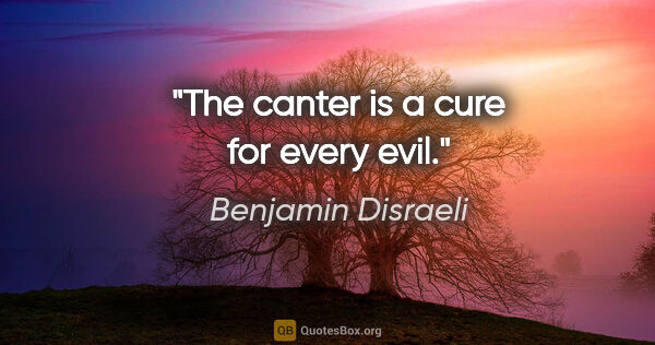 Benjamin Disraeli quote: "The canter is a cure for every evil."