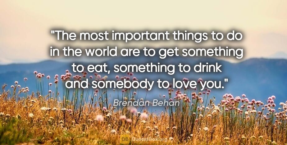 Brendan Behan quote: "The most important things to do in the world are to get..."