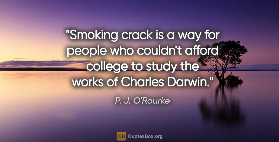 P. J. O'Rourke quote: "Smoking crack is a way for people who couldn't afford college..."