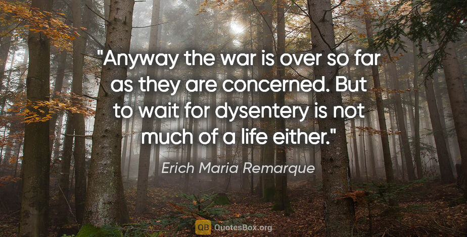 Erich Maria Remarque quote: "Anyway the war is over so far as they are concerned. But to..."