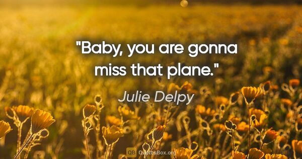 Julie Delpy quote: "Baby, you are gonna miss that plane."