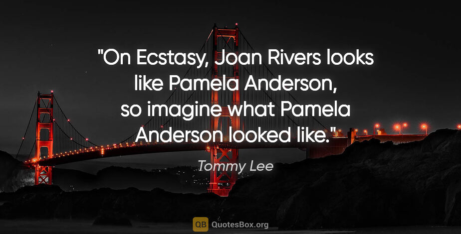 Tommy Lee quote: "On Ecstasy, Joan Rivers looks like Pamela Anderson, so imagine..."