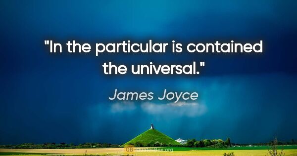 James Joyce quote: "In the particular is contained the universal."