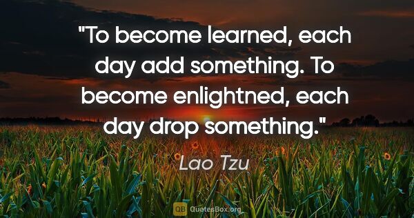 Lao Tzu quote: "To become learned, each day add something. To become..."