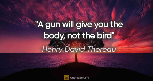 Henry David Thoreau quote: "A gun will give you the body, not the bird"