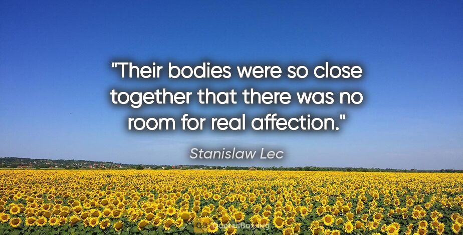 Stanislaw Lec quote: "Their bodies were so close together that there was no room for..."