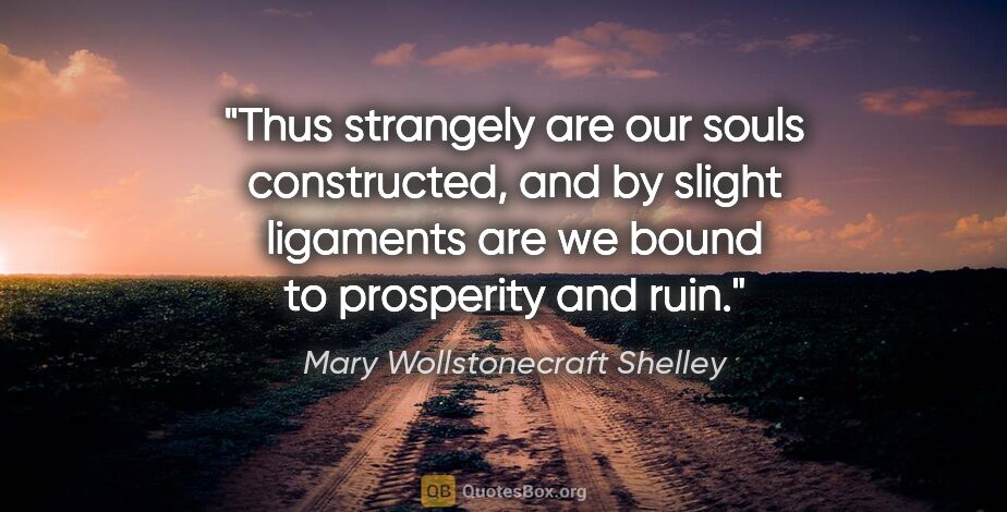 Mary Wollstonecraft Shelley quote: "Thus strangely are our souls constructed, and by slight..."