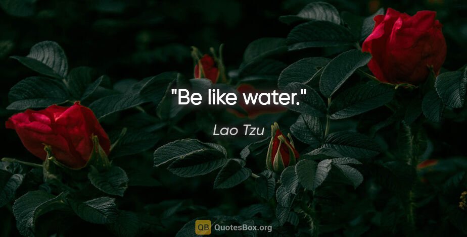 Lao Tzu quote: "Be like water."