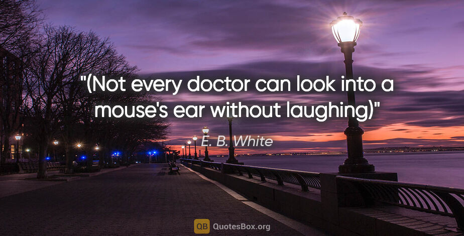 E. B. White quote: "(Not every doctor can look into a mouse's ear without laughing)"