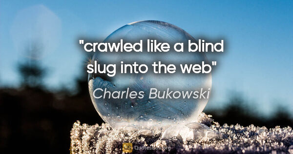 Charles Bukowski quote: "crawled like a blind slug into the web"