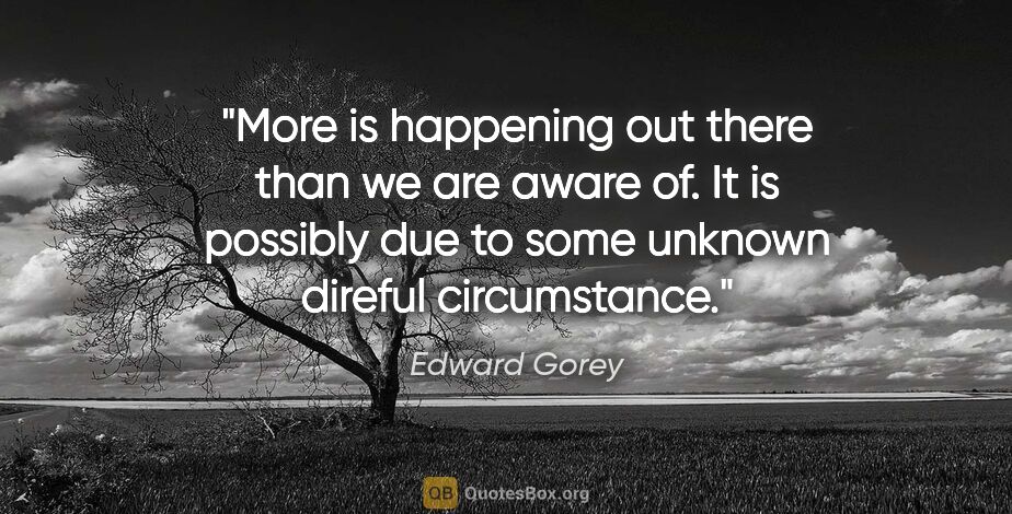 Edward Gorey quote: "More is happening out there than we are aware of. It is..."