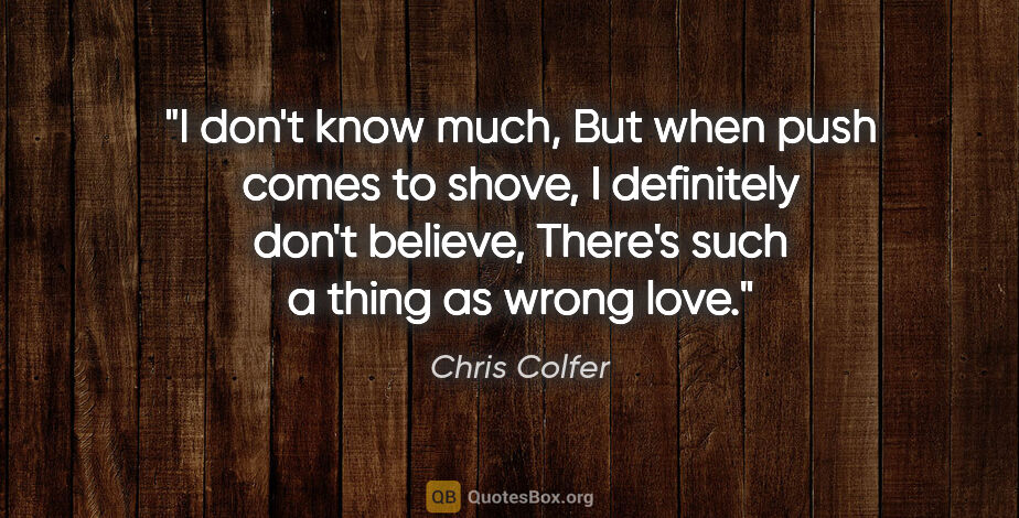 Chris Colfer quote: "I don't know much, But when push comes to shove, I definitely..."