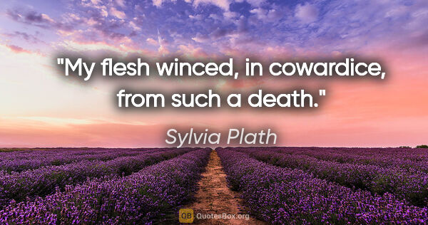 Sylvia Plath quote: "My flesh winced, in cowardice, from such a death."