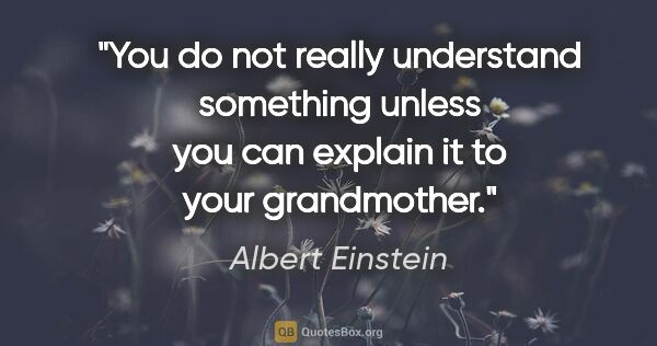 Albert Einstein quote: "You do not really understand something unless you can explain..."