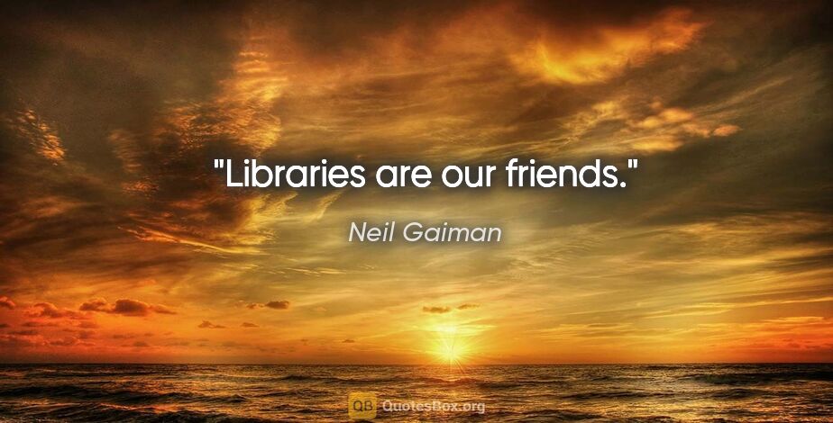 Neil Gaiman quote: "Libraries are our friends."