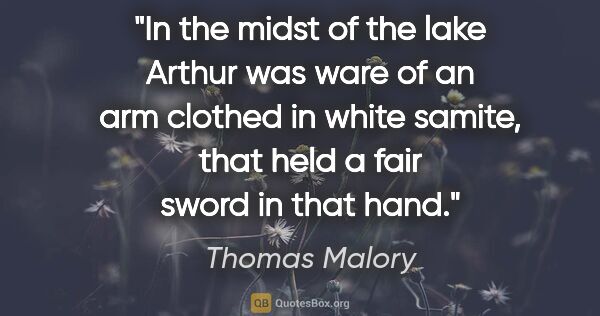 Thomas Malory quote: "In the midst of the lake Arthur was ware of an arm clothed in..."