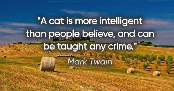 Mark Twain quote: "A cat is more intelligent than people believe, and can be..."
