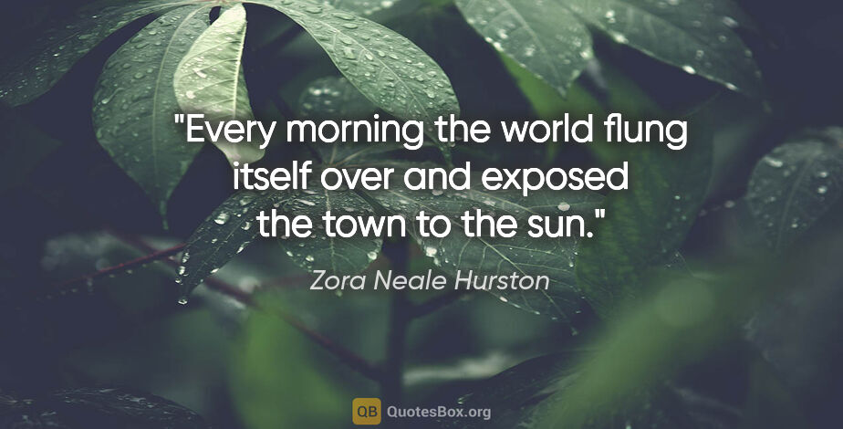 Zora Neale Hurston quote: "Every morning the world flung itself over and exposed the town..."