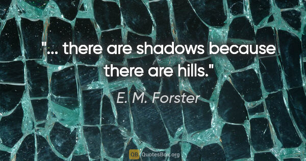 E. M. Forster quote: "... there are shadows because there are hills."