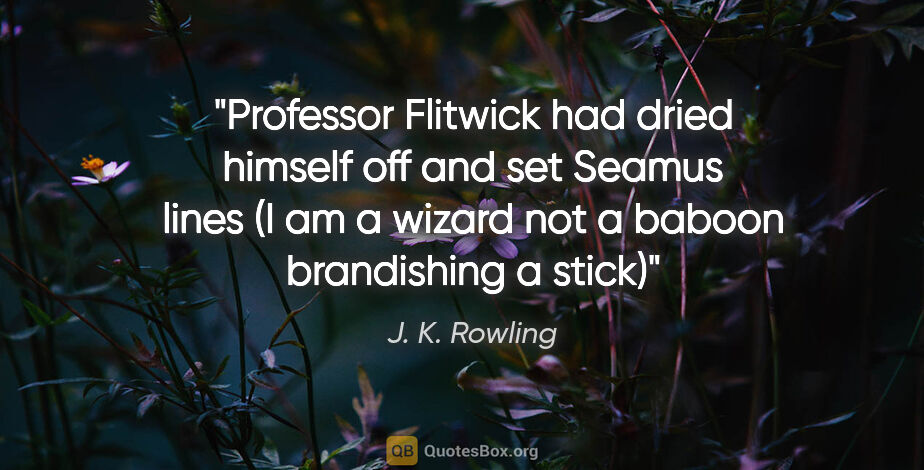J. K. Rowling quote: "Professor Flitwick had dried himself off and set Seamus lines..."