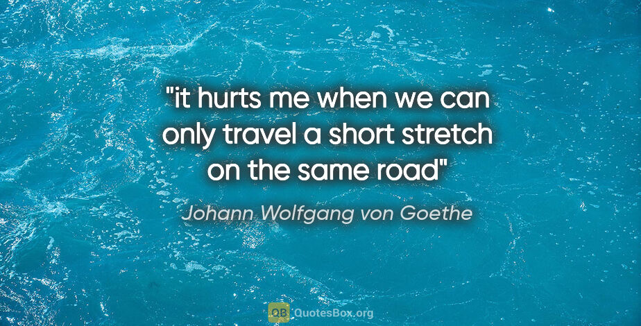 Johann Wolfgang von Goethe quote: "it hurts me when we can only travel a short stretch on the..."