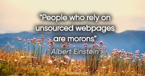Albert Einstein quote: "People who rely on unsourced webpages are morons"